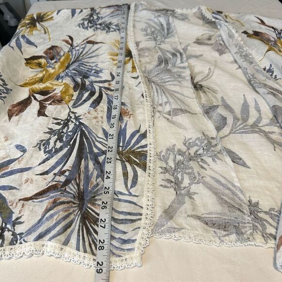 Francesca Bettini Tropical Floral Linen Kimono Cardigan Lace Trim Made in Italy - Picture 9 of 10